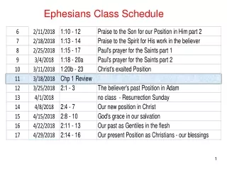 Ephesians Class Schedule