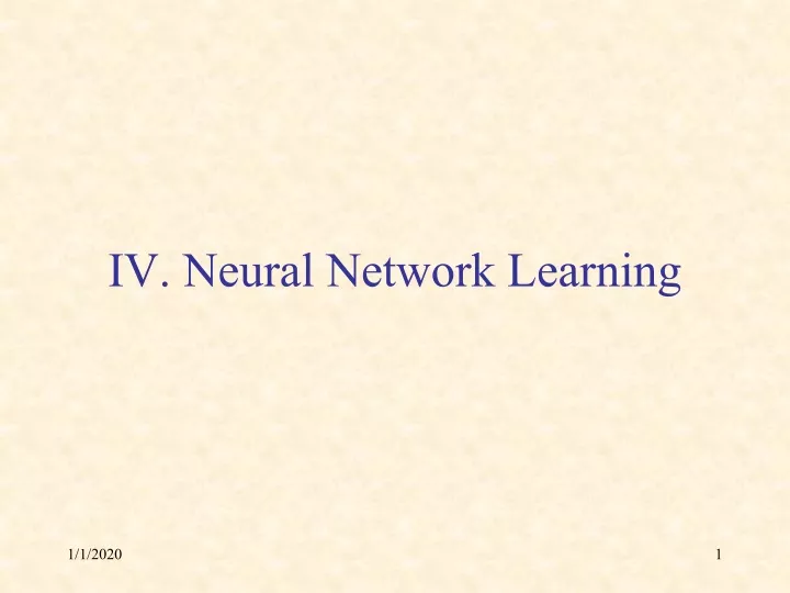 iv neural network learning