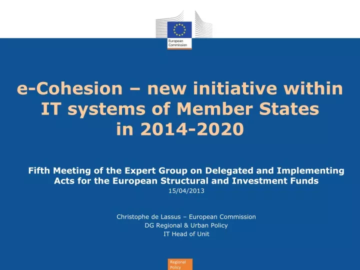 e cohesion new initiative within it systems of member states in 2014 2020