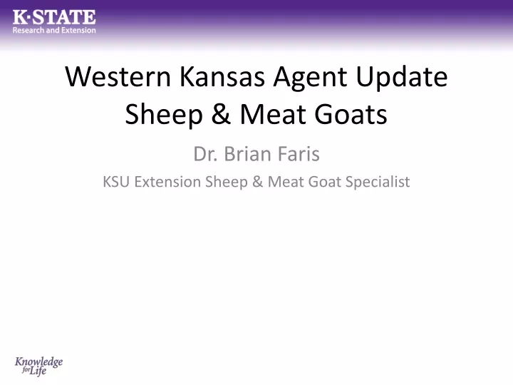 western kansas agent update sheep meat goats