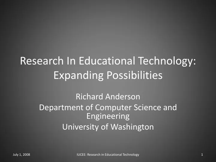 research in educational technology expanding possibilities