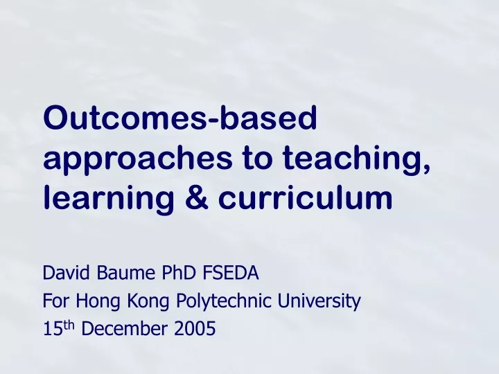outcomes based approaches to teaching learning curriculum