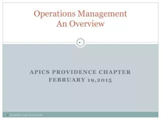 Operations Management An Overview