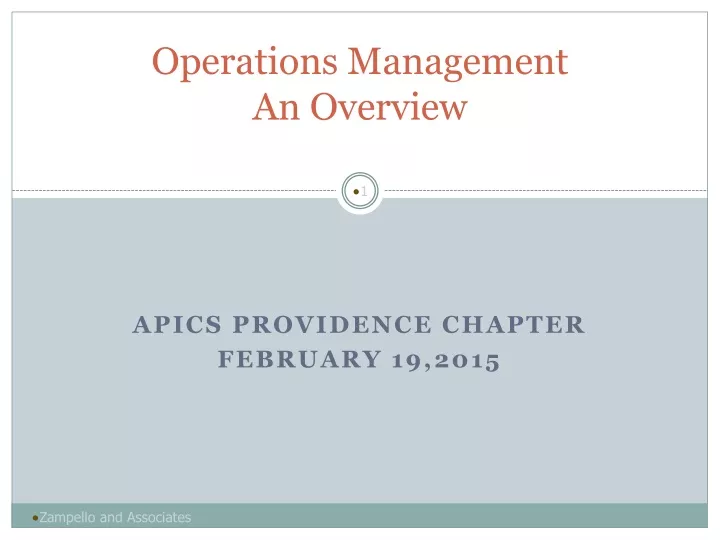 operations management an overview