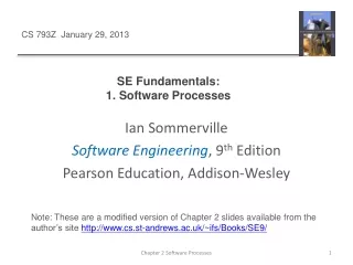 SE Fundamentals:  1. Software Processes
