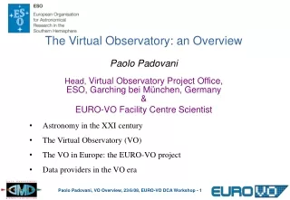 the virtual observatory an overview paolo