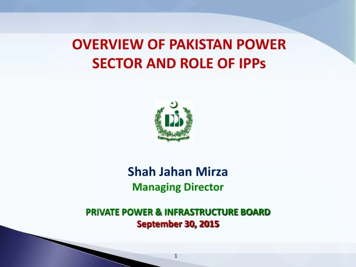 overview of pakistan power sector and role of ipps