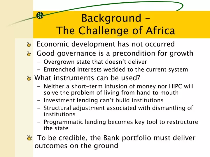 background the challenge of africa
