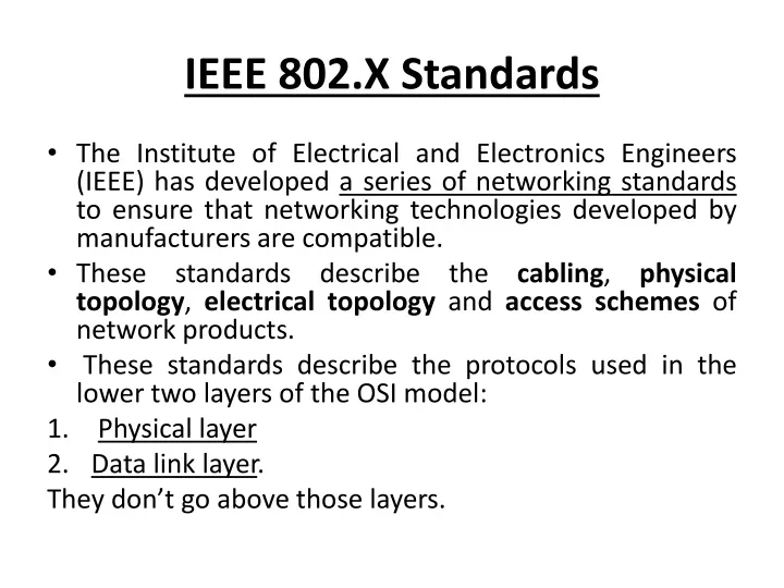 ieee 802 x standards