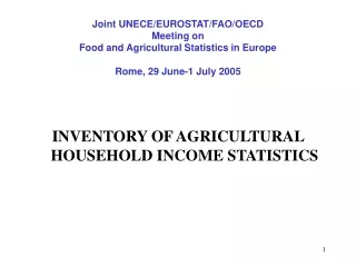 INVENTORY OF AGRICULTURAL HOUSEHOLD INCOME STATISTICS
