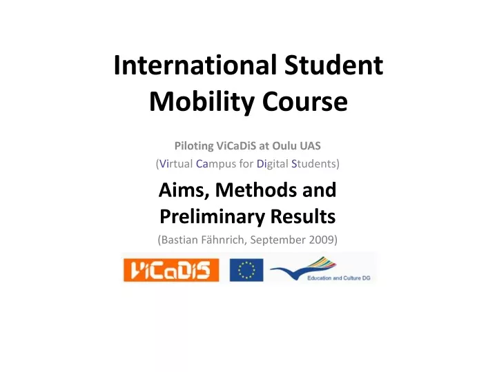 international student mobility course