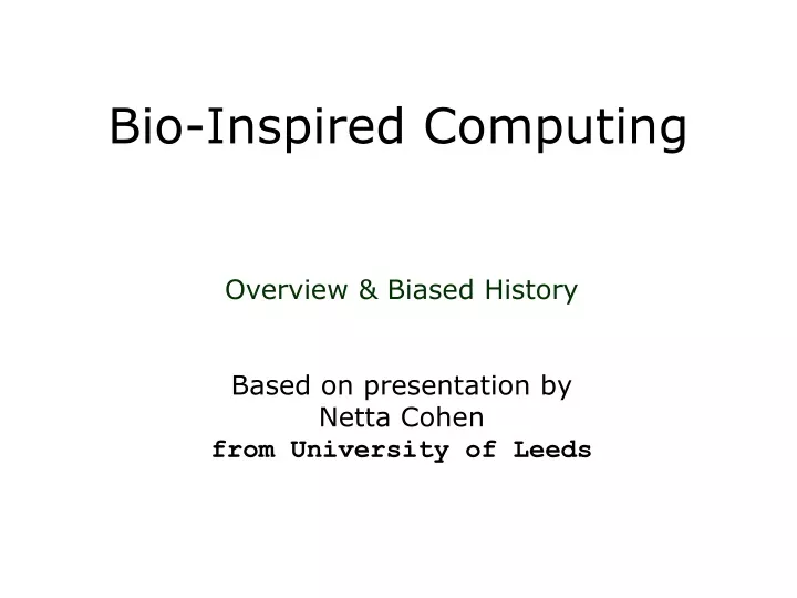 bio inspired computing