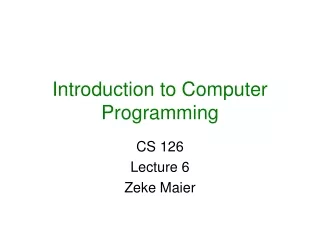 Introduction to Computer Programming