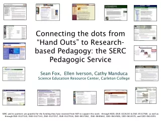 Connecting the dots from “Hand Outs” to Research-based Pedagogy: the SERC Pedagogic Service