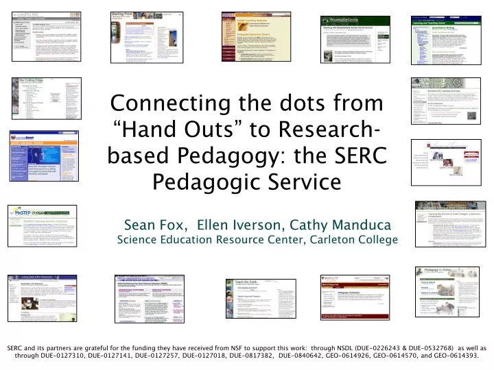 connecting the dots from hand outs to research based pedagogy the serc pedagogic service