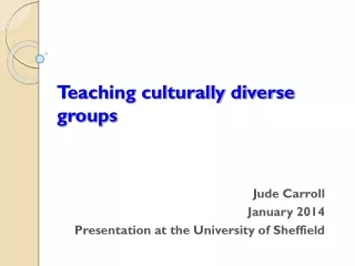 Teaching culturally diverse groups