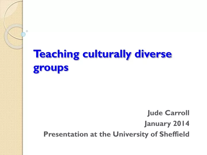 teaching culturally diverse groups
