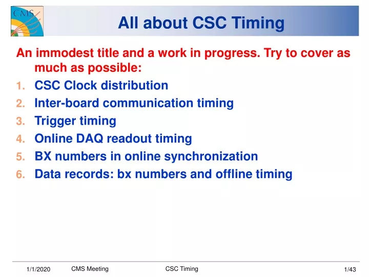 all about csc timing