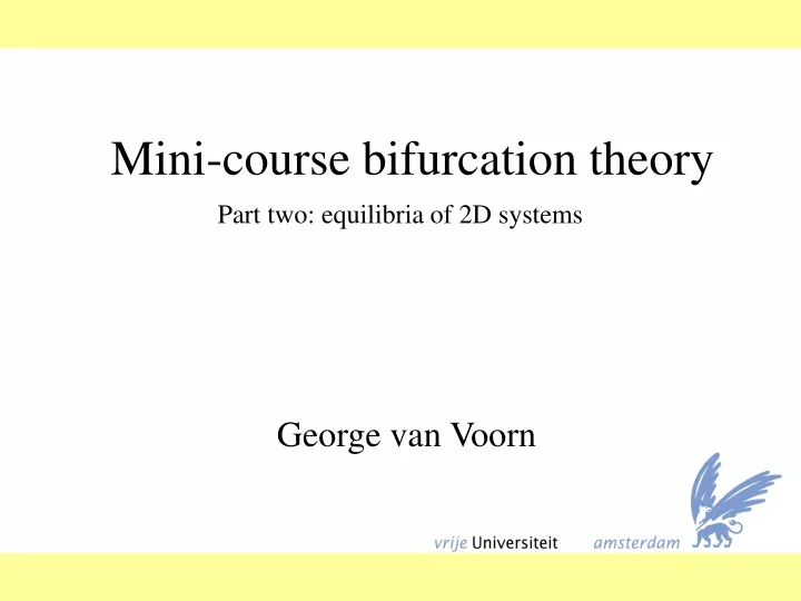 mini course bifurcation theory