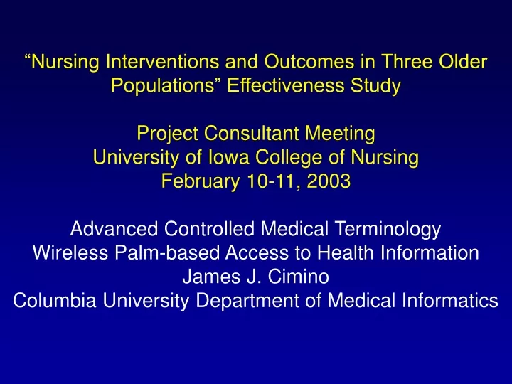 nursing interventions and outcomes in three older