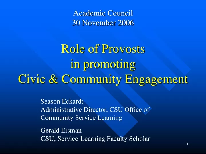 role of provosts in promoting civic community engagement