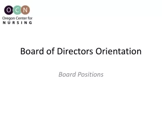 Board of Directors Orientation