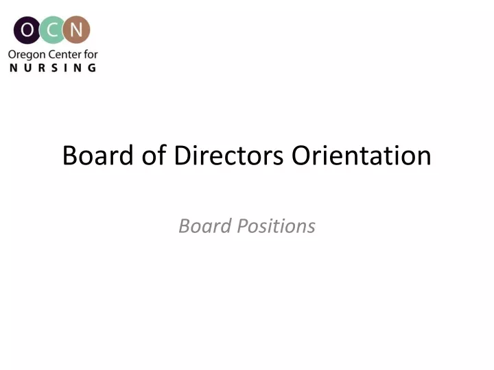 board of directors orientation