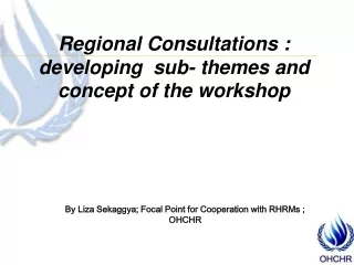 Regional Consultations : developing  sub- themes and concept of the workshop