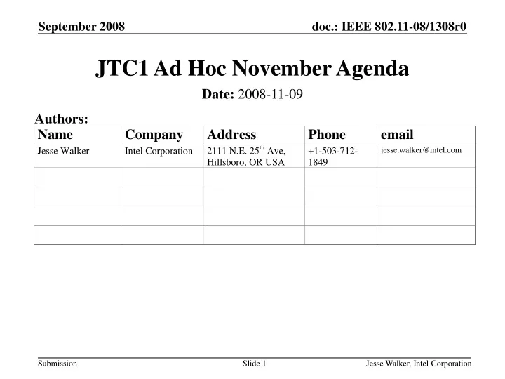 jtc1 ad hoc november agenda