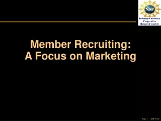 Member Recruiting:  A Focus on Marketing