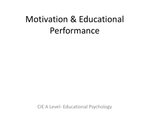 Motivation &amp; Educational Performance