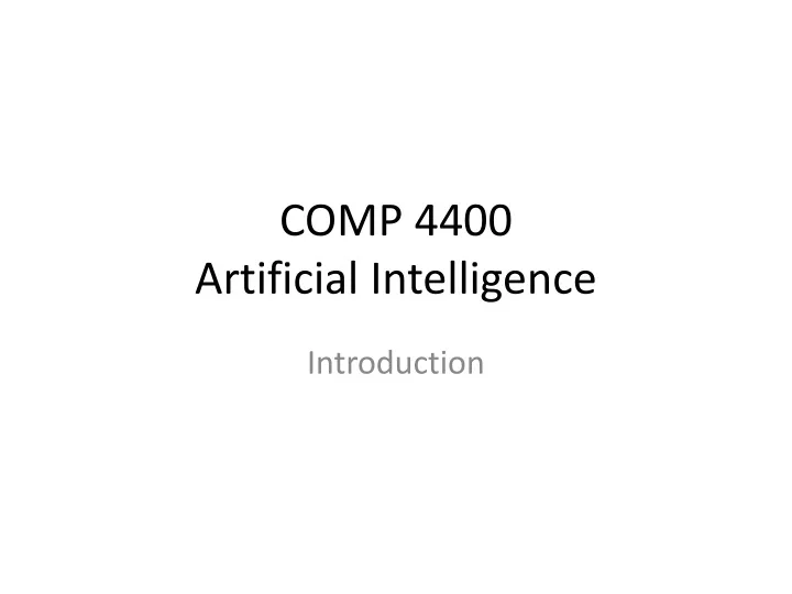 comp 4400 artificial intelligence