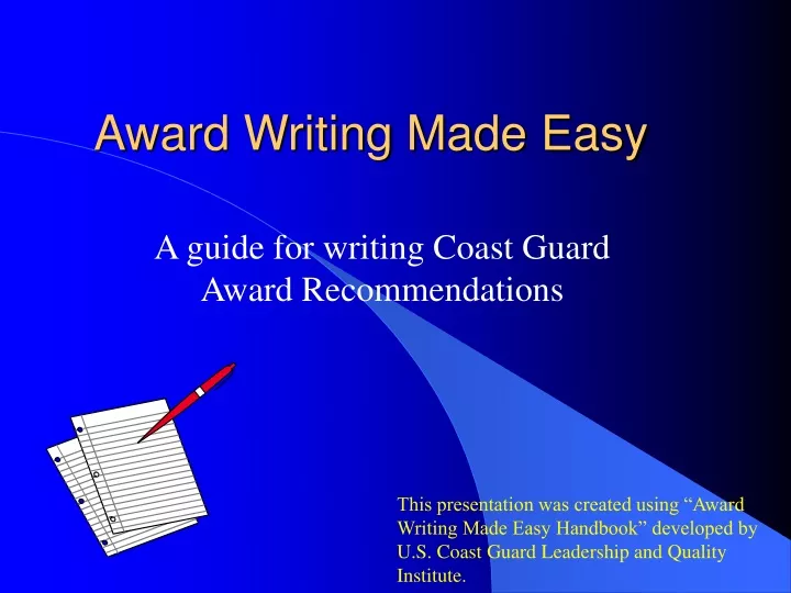 award writing made easy
