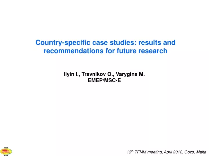 country specific case studies results