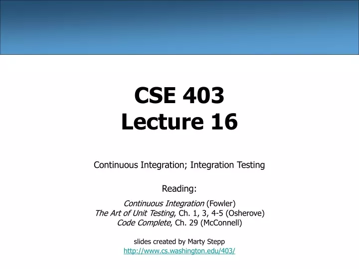 cse 403 lecture 16