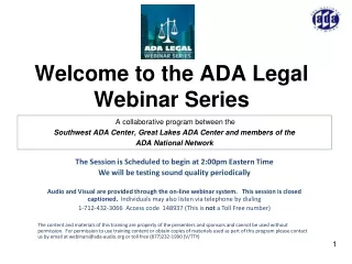 Welcome to the ADA Legal Webinar Series