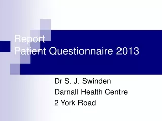Report Patient Questionnaire 2013