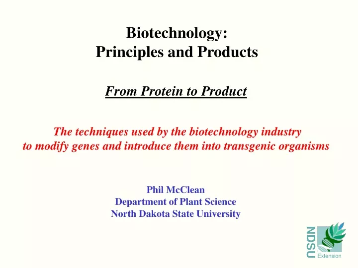 biotechnology principles and products
