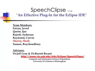 SpeechClipse v 1.0 “ An Effective Plug-In for the Eclipse IDE ”
