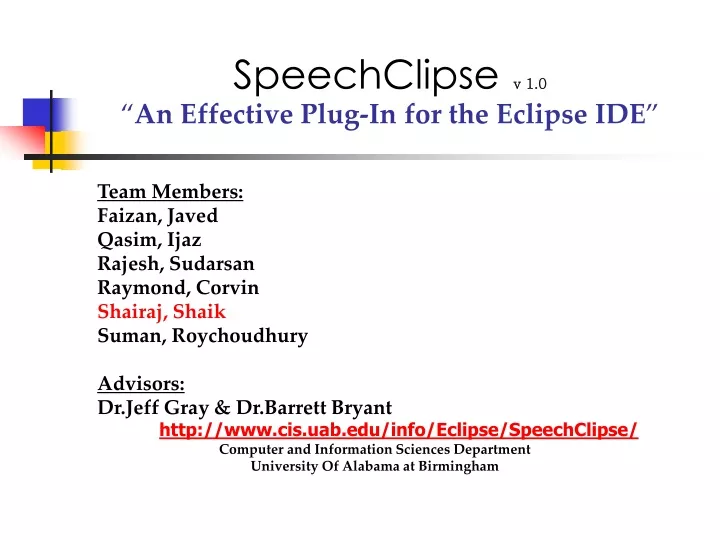 speechclipse v 1 0 an effective plug in for the eclipse ide