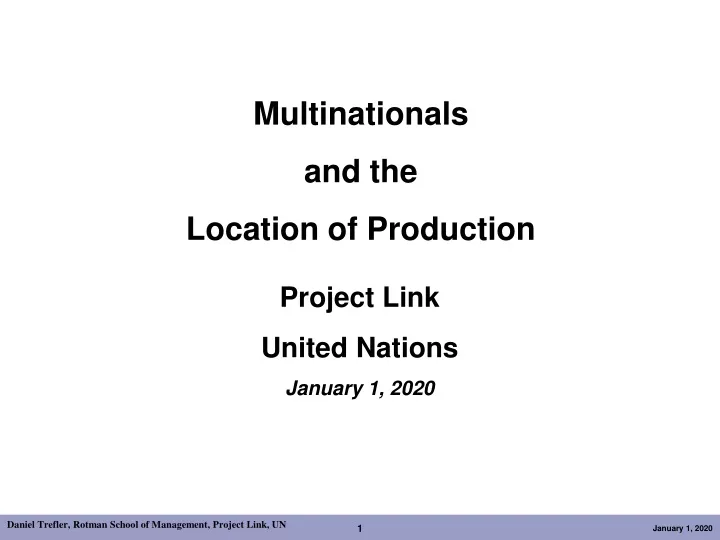 multinationals and the location of production