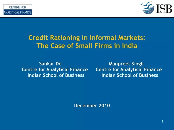 credit rationing in informal markets the case