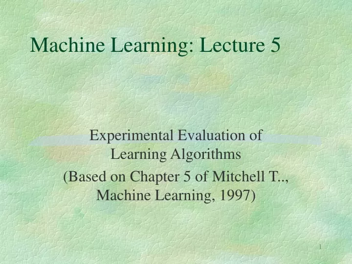 machine learning lecture 5
