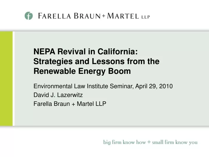 nepa revival in california strategies and lessons from the renewable energy boom