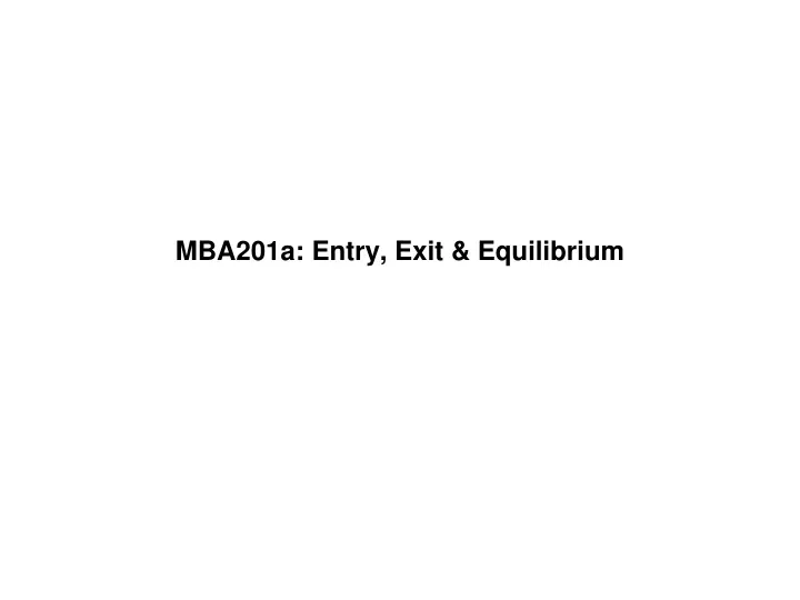 mba201a entry exit equilibrium