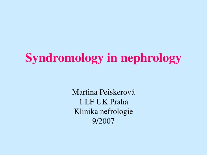 syndromology in nephrology