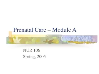 Prenatal Care – Module A