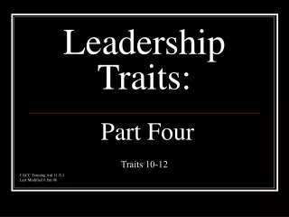 Leadership Traits:  Part Four