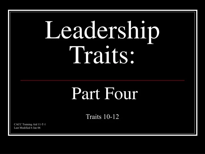 leadership traits part four