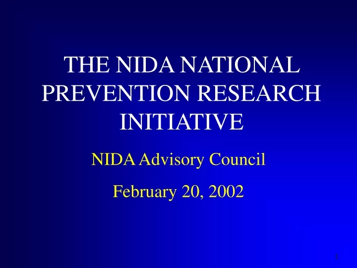 the nida national prevention research initiative